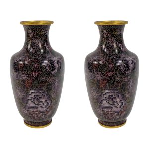 Pair of Purple Cloisonne Vases